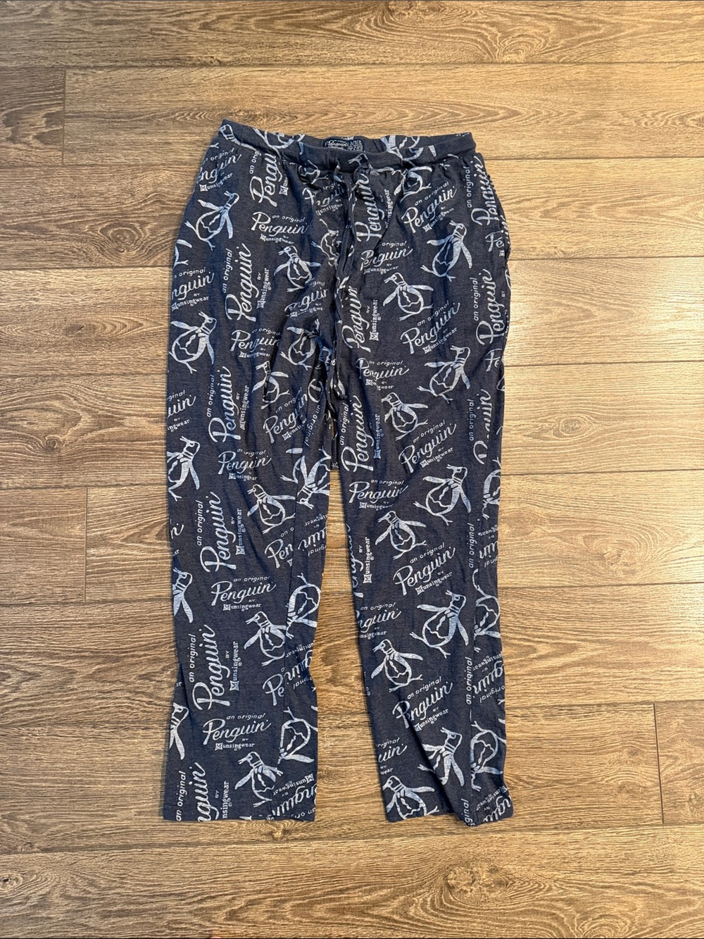 Original Penguin Navy Sweatpants with Light Blue Logo Print